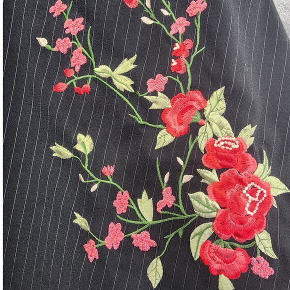 Vintage LA BELLE Dress Womens 3 Juniors Black Pin Striped Embroidered Party - Picture 3 of 11